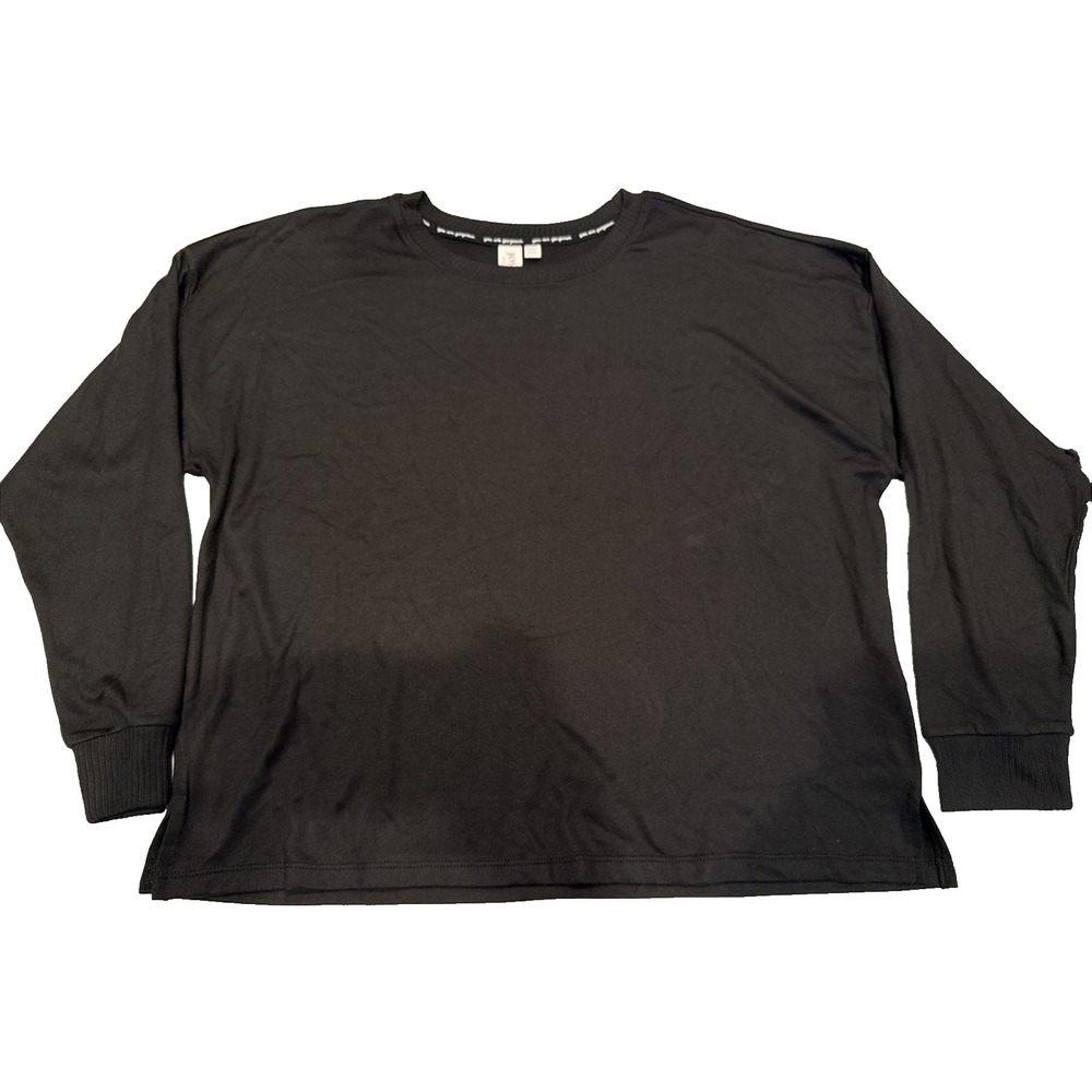 Joyspun Women's Cozy Hacci Knit Sleep Top Long Sleeves Black Large 12-14 NWTs